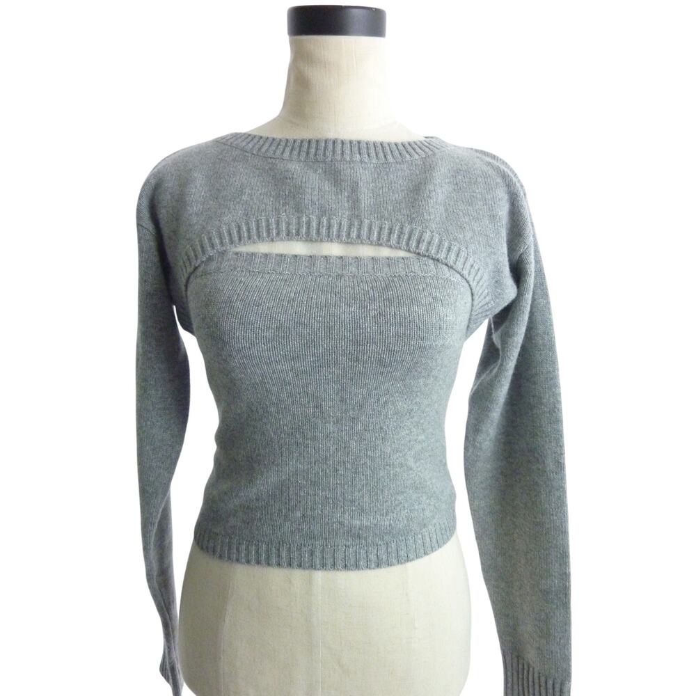 Reformation Maddy Cashmere Sweater Set NWT Womens S Gray Twin Set Crop Cardigan